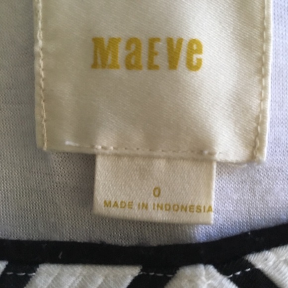 Anthropologie Maeve Black & White Dress - Size 0 - Picture 4 of 7